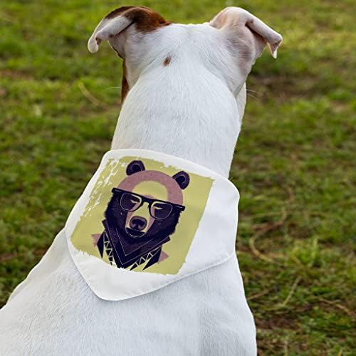 Hipster Bear Art Pet Bandana Culle - јака од шал на животни - уникатна кучиња бандана - с