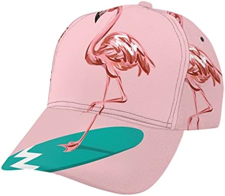 Возукија Фламинго Секојдневно Отворено Сонце Бејзбол Капа Капа Една Нога Стои На Даска За Сурфање Во Калифорнија Зелена Бела Розова Женска Мода