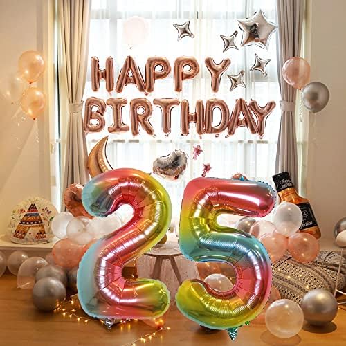 Број 25 балони Големи 25 52 балони со фолија за балони за роденденски број балони 25 -годишнина Настани за забави Декорации материјали