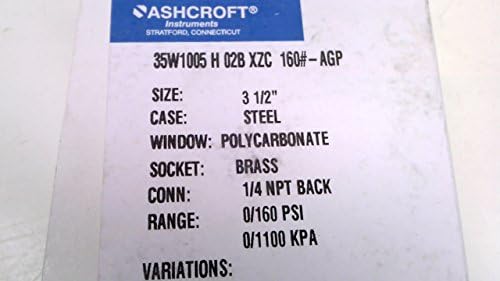 Ashcroft 35W1005 H 02B XZC 160-AGP, под притисок, 160 psi, 3-1/2 35W1005 H 02B XZC 160-AGP