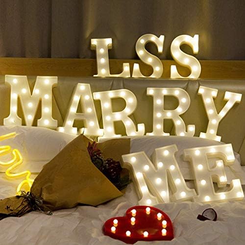 LED светла за букви од марки ， 26 азбука и арапски броеви 0-9 Топло бели декоративни марки ламби за свадбена роденденска забава батерија
