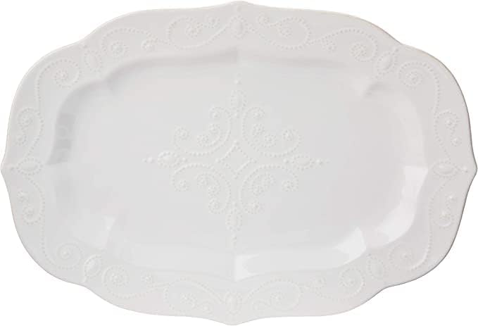 Ленокс Француски Перле врежан чинија со мисирка, 6,39, бело