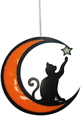 Внатрешна надворешна месечина Декорација на мачки Сјај во темниот светлечки висечки украс за врата дрвја прозорец прозорец украси