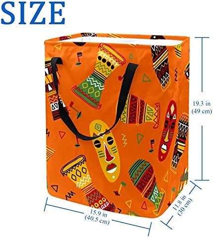 Индиска Африка Племенска портокалова корпи за складирање со голема големина со рачка, контејнери за домови за дома, за деца играчки, облека