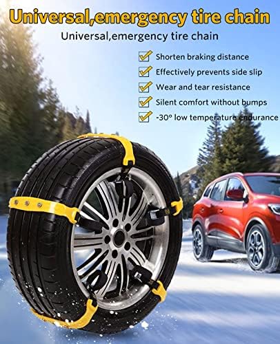 Снежни ланци против лизгање за SUV/камион/автомобил за итни случаи за снежни гуми за снег, прилагодливи ланци од 10 парчиња ширина