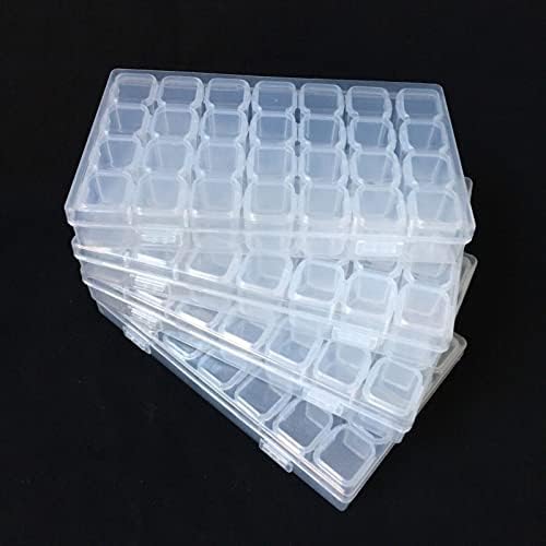 4 компјутери од 28 слотови занаетчиски организатор пластична кутија/ сад за складирање на мушка за накит