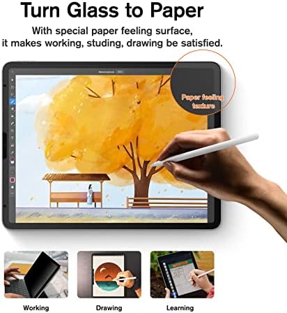 KCT PaperFeel PRO Privation Screen Precate Заштитник компатибилен со iPad Pro 11 Inch 2022 & 2021 & 2020 & 2018 / iPad Air 5-та генерација / iPad Air 4-та генерација Отстранлив и повторлив филтер за приватност, ан