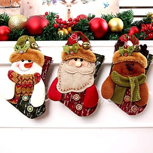 Божиќна декорација ги снабдува Божиќните чорапи Божиќ со bellвоно приврзоци Снежен човек старец чорапи бонбони торбички одмори за одмор Божиќ во живо