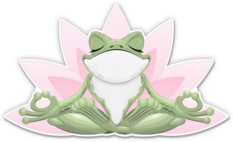 Симпатична жаба што медитира јога om zen - 3 налепница за винил - за телефон со шише со вода за лаптоп - водоотпорен декларација