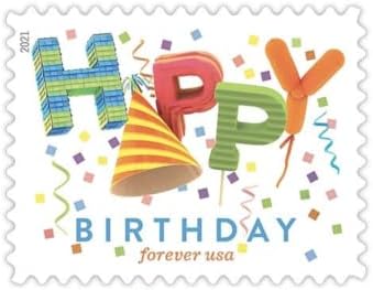 УСПС 2021 Среќен роденден засекогаш марки за поштарина од прва класа, прослава, покани, свадби, родендени, годишнина, празник,