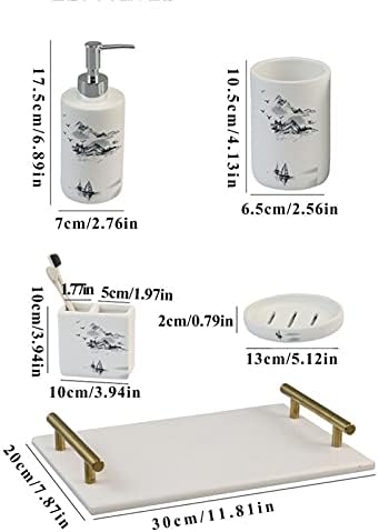 SOAP диспензерот за шишиња за шишиња за шишиња керамички додатоци за бања поставени за 6 комплети за бања за бања за хотелски