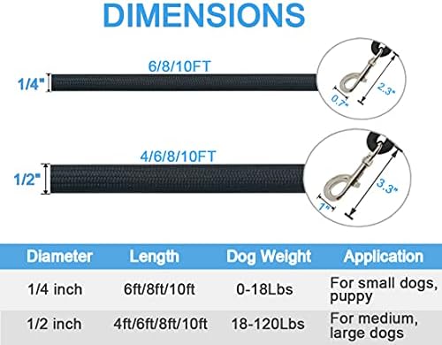 Maypaw 4ft/6FT/8FT/10ft Куче Поводник, Класичен Цврсти Бои, Трајни Планинарење Јаже Куче Поводник Засилен Со Кожа Кројач Врска Тешки