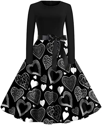 Подароци за Денот на вinesубените за нејзиниот женски долг ракав од 1950 -тите Гроздобер Хепберн, замав фустани, фустани за