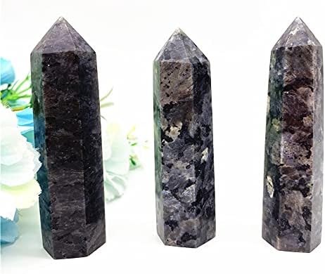 Binnanfang AC216 1pc природен лабрадорит ларвикит камен точка хексагонална пирамида минерална украс заздравување камен домашен декорација подарок