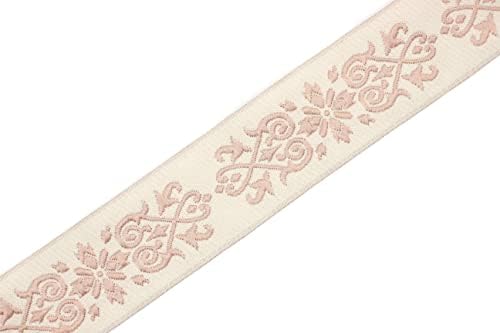 11 дворови ширина од 1,37 инчи широко розов викторијан adeад quакард лента извезена таписерија за ткаенини за ткаенини за украс занаетчиски