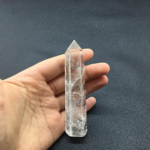 Dhrwgem природен еден бел кристален кварц кристален обелиск стапче точка Реики заздравување