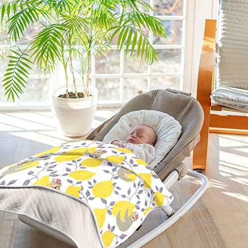 Swaddle Clabte Cloths Yellow Lemons памучно ќебе за новороденчиња, примање ќебе, лесен меко висино ќебе за креветчето, шетач, расадници, лето, 30х40 во