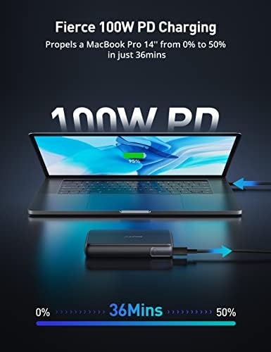 Alfox Laptop Enower Bank PD 100W излез, 30,000mAh преносен полнач Брзо полнење Надворешно батерии за MacBook Pro/Air, Dell XPS, iPad
