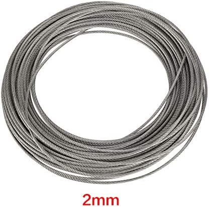 Agatige 1pcs 20m 304 јаже од жица од не'рѓосувачки челик, кабелска жица јаже за кревање риболов 2/2,5/3мм