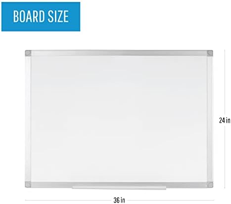Mastervision Ayda Magnetic Steel Braise Бела табла, 24 x 36, алуминиумска рамка, комплет за монтирање на wallидови
