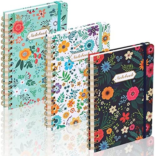 Еоут 3 пакет Спирална тетратка, Journalурнал за жени, спирален списание со тврд портал, 6 x 8,5, 160 страници, симпатично цветно цветно,