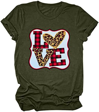 Lutенски летни врвови на леопард срцев печатен маица Краток ракав симпатична основна маичка за лежерна улична облека за одмор Туника