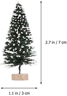 SOIMISS 12 парчиња мини новогодишни елки за украси за шишиња со шишиња таблети елка лажни снежни мраз дрвја со дрвена база