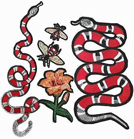 3Д мини змии печ извезена шива на комбо животно апликација ладна лепенка црвена зелена змија Апликација закрпи за шиење за чанти