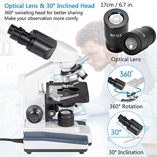 Микроскоп на двокреветни соединенија на Среќно, 40X-2000X зголемување на дигиталниот соединение микроскоп, микроскоп за истражување на истражување/широко