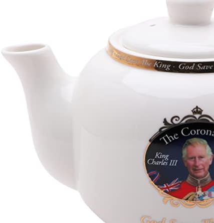 Toyland® Кралот Чарлс III Комеморативен Чај Тенџере - Неговото Височество Кралот Спомени-Британски Сувенири