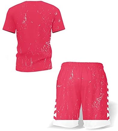 PDGJG Нови машки маички шорцеви костум, лето за дишење за слободно време, поставено моден печатен спортски костум за мажи
