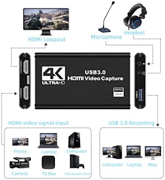 Картичка за снимање, HOAIACHY 4K Картичка ЗА Снимање АУДИО Видео USB3. 0 Hdmi Картичка За Снимање Со Јамка Од 1080p 60fps Видео