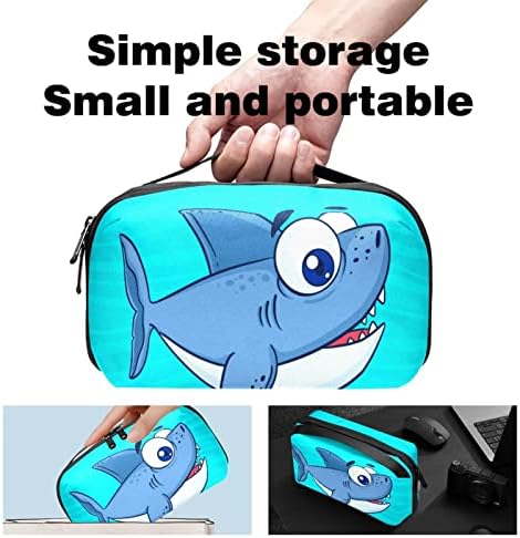 Организатор на електроника, Симпатична Мала Ајкула Мала Торба За Носење Кабел За Патување, Компактна Технолошка Торба За Електронски
